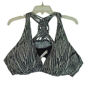 Cacique SWIM Black Animal‎ Print Bikini Top Bra 42D